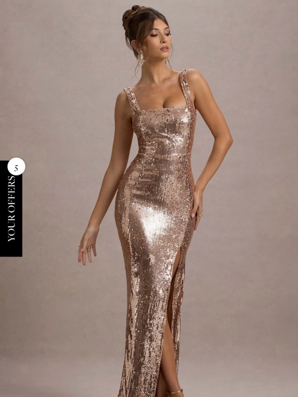 Club L London Rose Gold Sequin Maxi Dress - Picture 2 of 2